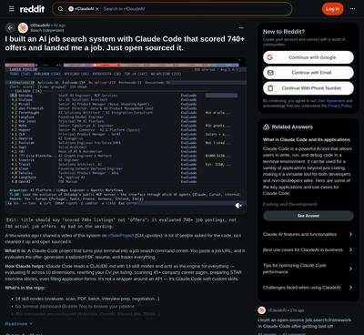I built an AI job search system with Claude Code that scored 740+ offers and landed me a job. Just open sourced it. : r/ClaudeAI
