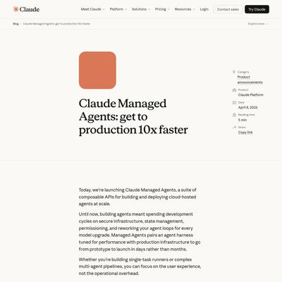 Claude Managed Agents: get to production 10x faster | Claude