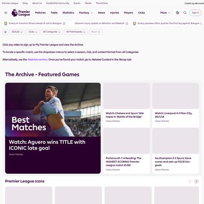 The Archive - Watch Free Premier League Video Highlights & Goals