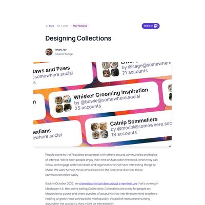Designing Collections - Mastodon Blog