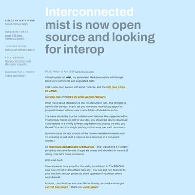 mist is now open source and looking for interop