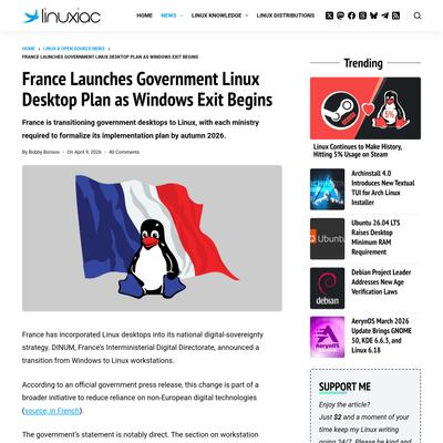 France Launches Government Linux Desktop Plan as Windows Exit Begins