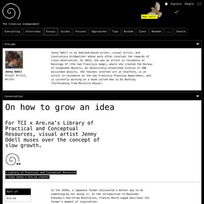 On how to grow an idea – The Creative Independent