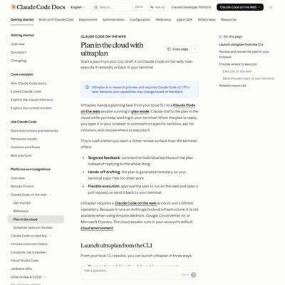 Plan in the cloud with ultraplan - Claude Code Docs