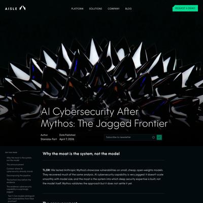 AI Cybersecurity After Mythos: The Jagged Frontier | AISLE