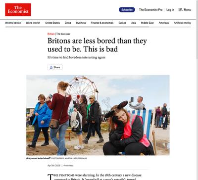 Britons are less bored than they used to be. This is bad