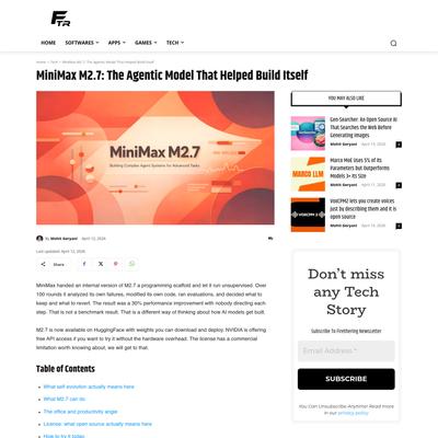 MiniMax M2.7: The Agentic Model That Helped Build Itself - Firethering
