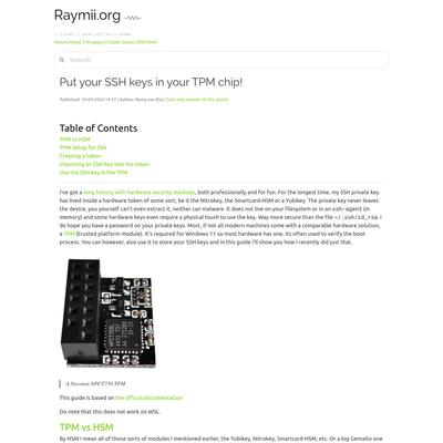 Put your SSH keys in your TPM chip! - Raymii.org