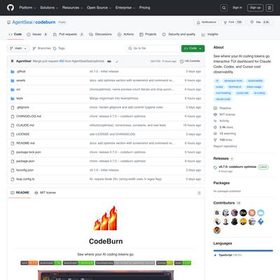 GitHub - AgentSeal/codeburn: See where your AI coding tokens go. Interactive TUI dashboard for Claude Code, Codex, and Curso...