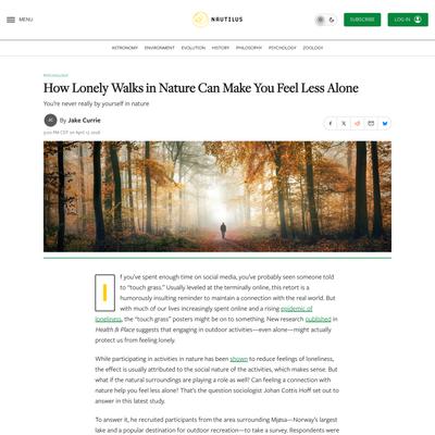 How Lonely Walks in Nature Can Make You Feel Less Alone