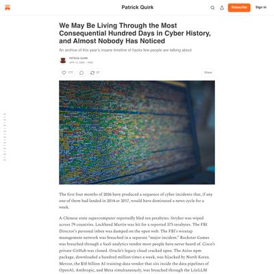 We May Be Living Through the Most Consequential Hundred Days in Cyber History, and Almost Nobody Has Noticed