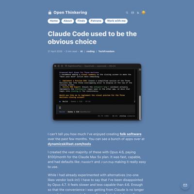 Claude Code used to be the obvious choice