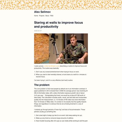 Staring at walls to improve focus and productivity | Alex Selimov