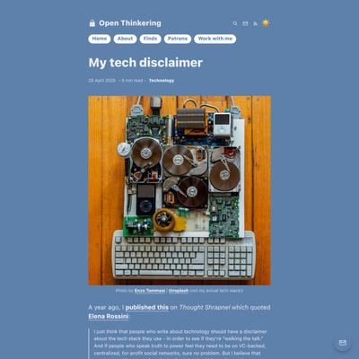 My tech disclaimer