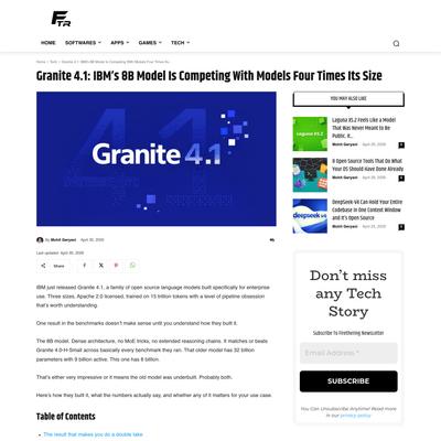 Granite 4.1: IBM's 8B Model Is Competing With Models Four Times Its Size - Firethering