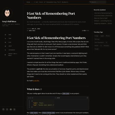 I Got Sick of Remembering Port Numbers | Greg's Half Ideas