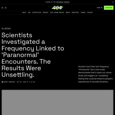 Scientists Investigated a Frequency Linked to ‘Paranormal’ Encounters. The Results Were Unsettling.
