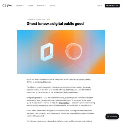 Ghost is now a digital public good