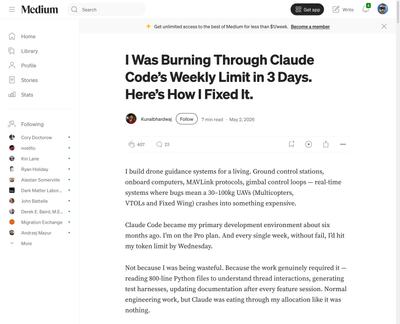 I Was Burning Through Claude Code’s Weekly Limit in 3 Days. Here’s How I Fixed It. | by Kunalbhardwaj | May, 2026 | Medium