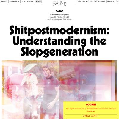 Essay: “Shitpostmodernism: Understanding the Slopgeneration” by Kieran Press-Reynolds