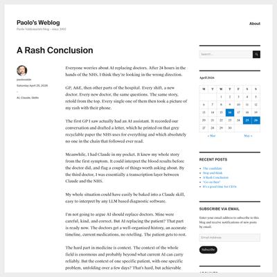 Paolo’s Weblog | A Rash Conclusion