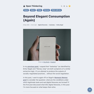 Beyond Elegant Consumption (Again)
