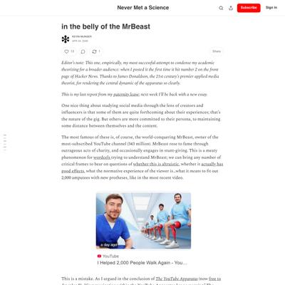 (1) in the belly of the MrBeast - by Kevin Munger