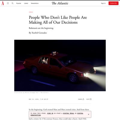 People Who Don’t Like People Are Making All of Our Decisions: Save the Taxi Drivers - The Atlantic