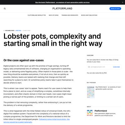 Lobster pots, complexity and starting small in the right way