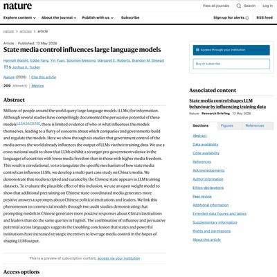 State media control influences large language models | Nature