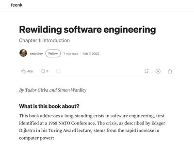 Rewilding Software Engineering by Tudor and Simon | feenk