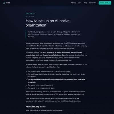 How to set up an AI-native organization · aweb