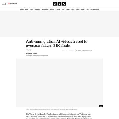 Anti-immigration AI videos traced to overseas fakers, BBC finds - BBC News