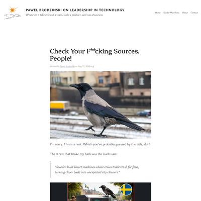 Check Your F**cking Sources, People! - Pawel Brodzinski on Leadership in Technology