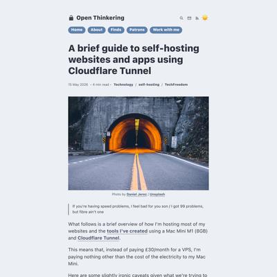 A brief guide to self-hosting websites and apps using Cloudflare Tunnel