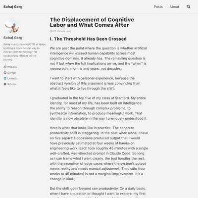 The Displacement of Cognitive Labor and What Comes After