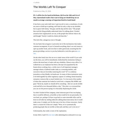 The Worlds Left To Conquer — Ludicity