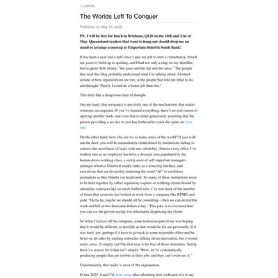 The Worlds Left To Conquer — Ludicity