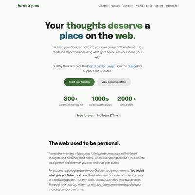 Forestry.md - Open Source Digital Garden Hosting