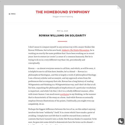 Rowan Williams on solidarity – The Homebound Symphony