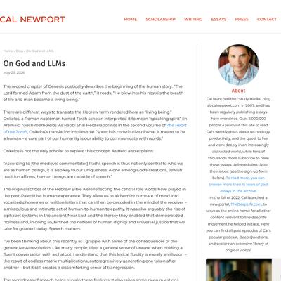 On God and LLMs - Cal Newport
