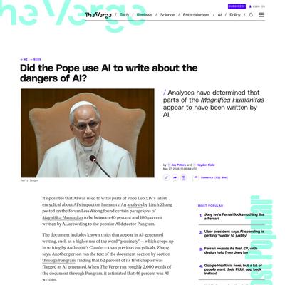 Did the Pope use AI to write about the dangers of AI?
