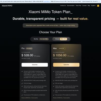 Xiaomi MiMo Api Open Platform - Token Plan Global Launch