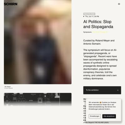 AI Politics: Slop and Slopaganda | SCHIRN KUNSTHALLE FRANKFURT