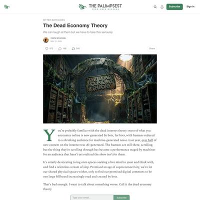 The Dead Economy Theory - by Owen McGrann - The Palimpsest