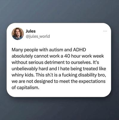absolutely cannot work a 40 hour work week