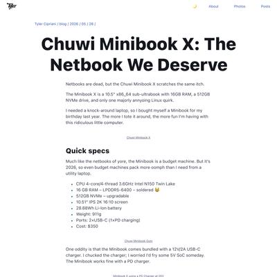 Chuwi Minibook X: the netbook we deserve - Tyler Cipriani
