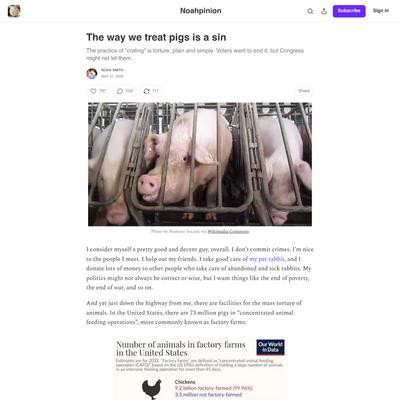 The way we treat pigs is a sin - by Noah Smith - Noahpinion