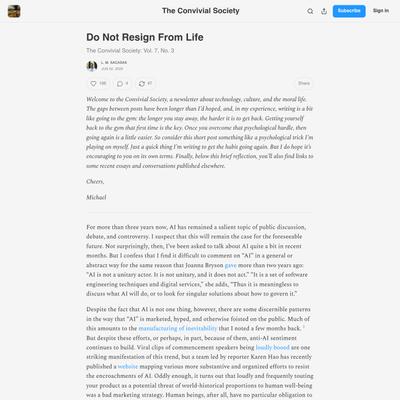 Do Not Resign From Life