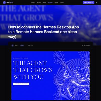 Connect Hermes Desktop to a Remote Hermes Backend - Sudolabs